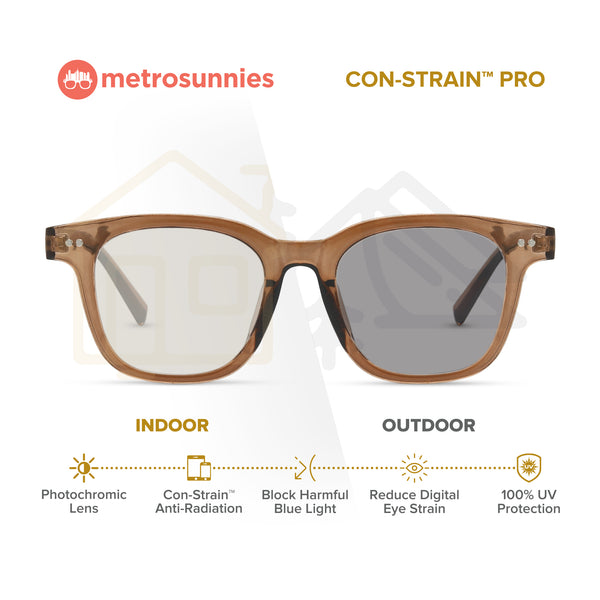MetroSunnies Buck Specs (Champagne) Con-Strain Anti Radiation Replaceable Lens Eyeglasses Women Men Blue Light Eyewear