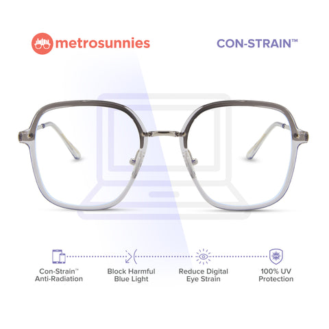 MetroSunnies Hanni Specs (Gray) Con-Strain Anti Radiation Eyeglasses Women Men Blue Light Eyewear