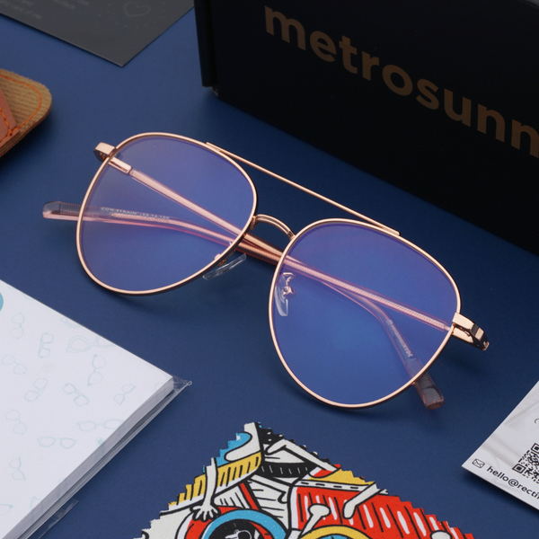 MetroSunnies Hyde Specs (Rose Gold) / Con-Strain Blue Light / Anti-Radiation Computer Eyeglasses