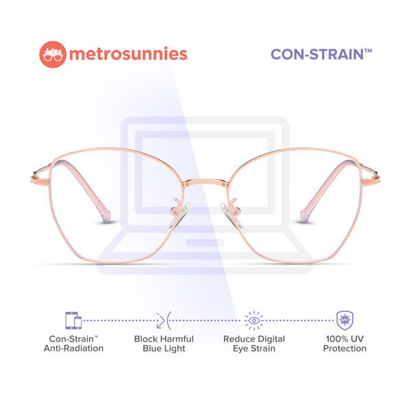 MetroSunnies Ivy Specs (Rose Gold) / Con-Strain Blue Light / Anti-Radiation Computer Eyeglasses