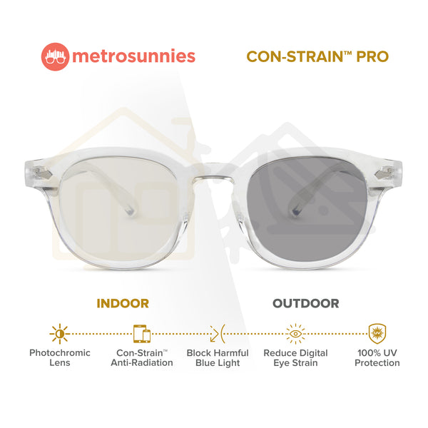 MetroSunnies Johnny Specs (Clear) Con-Strain Anti Radiation Eyeglasses Women Men Blue Light Eyewear