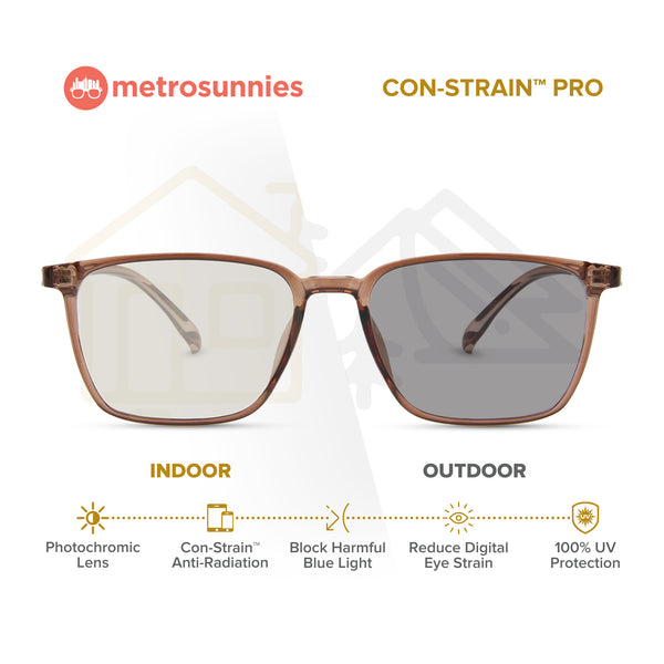 MetroSunnies Maverick Specs (Champagne) / Con-Strain Blue Light / Anti-Radiation Computer Eyeglasses