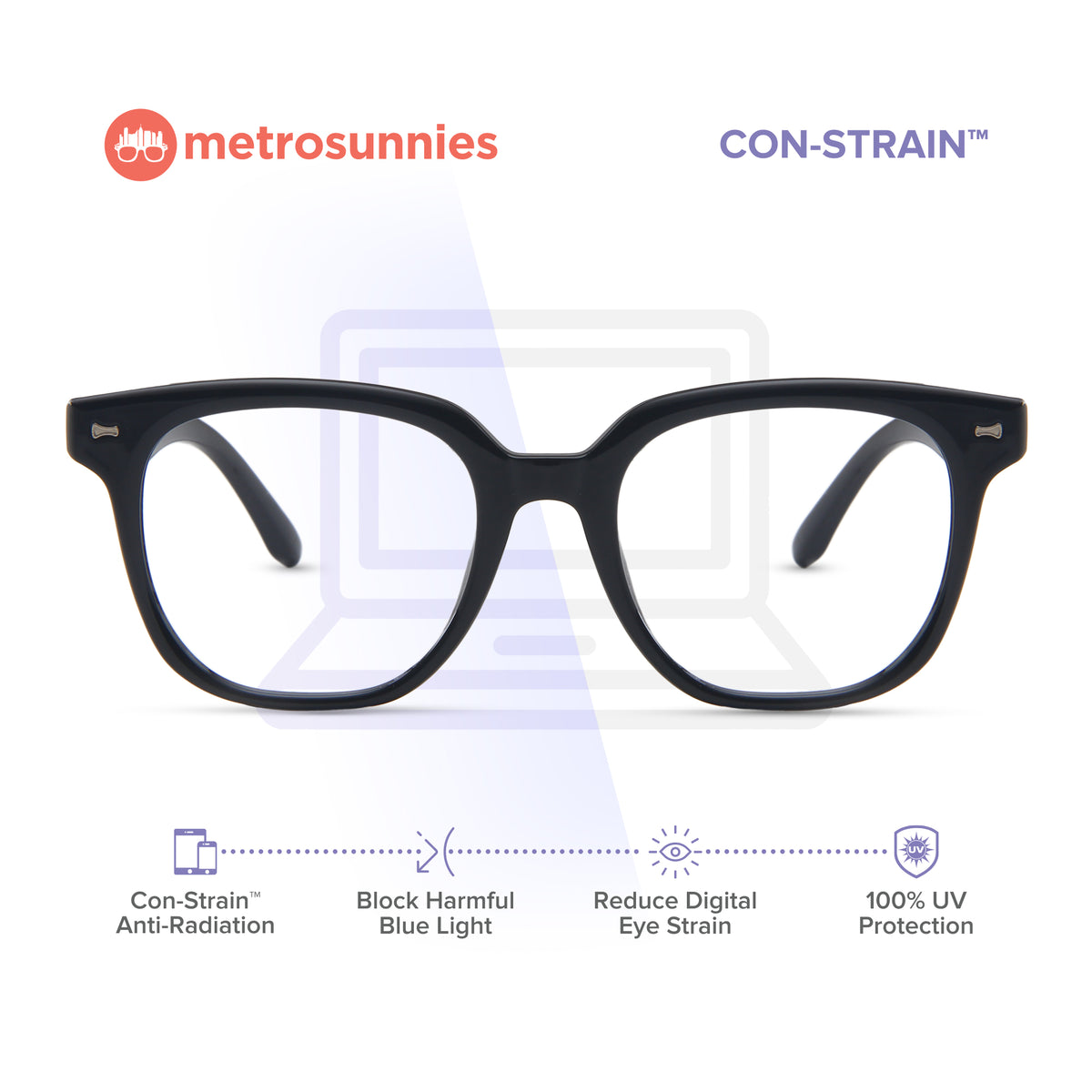 MetroSunnies Percey Specs (Black) Con-Strain Anti Radiation Eyeglasses