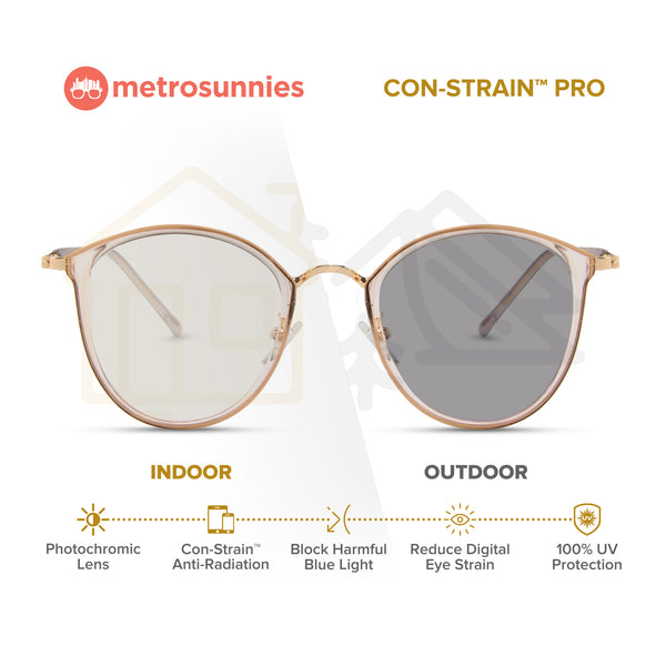 MetroSunnies Rei Specs (Champagne) / Con-Strain Blue Light / Anti-Radiation Computer Eyeglasses