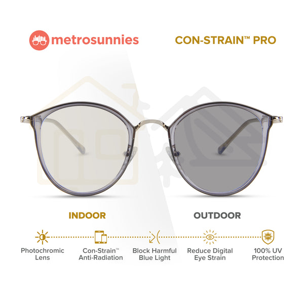MetroSunnies Rei Specs (Gray) / Con-Strain Blue Light / Anti-Radiation Computer Eyeglasses