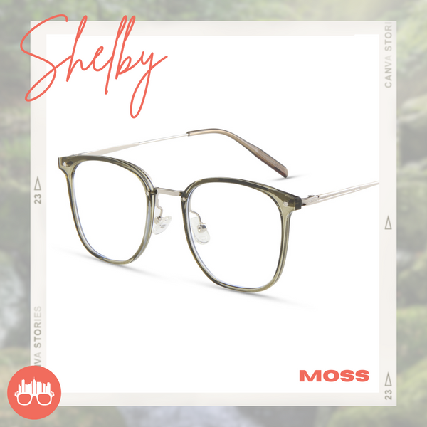 MetroSunnies Shelby Specs (Moss) Con-Strain Anti Radiation Replaceable Lens Eyeglasses Women Men Blue Light Eyewear