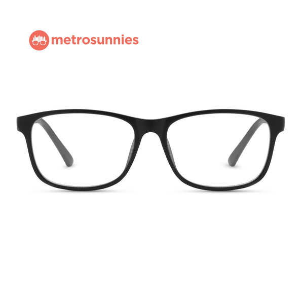 MetroSunnies Xavier Specs (Black) / Replaceable Lens / Versairy Ultralight Weight / Eyeglasses for Men and Women