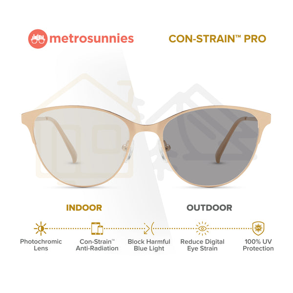 MetroSunnies Yassi Specs (Rose Gold) / Con-Strain Blue Light / Anti-Radiation Computer Eyeglasses