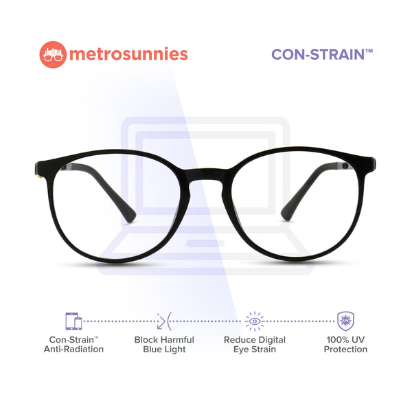 MetroSunnies Baron Specs (Black) / Con-Strain Blue Light / Versairy / Anti-Radiation Eyeglasses
