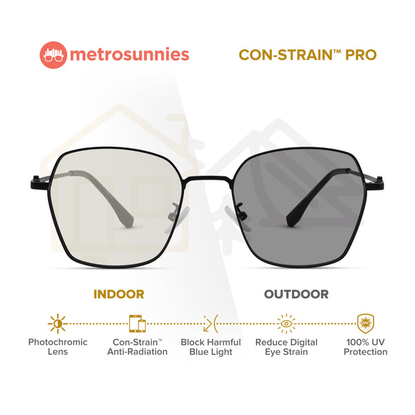 MetroSunnies Bella Specs (Black) / Con-Strain Blue Light / Anti-Radiation Computer Eyeglasses