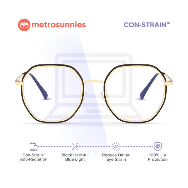 MetroSunnies Clyde Specs (Black) / Con-Strain Blue Light / Versairy / Anti-Radiation Eyeglasses