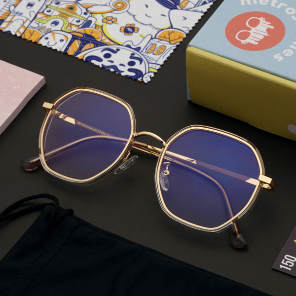 MetroSunnies Clyde Specs (Champagne) / Con-Strain Blue Light / Versairy / Anti-Radiation Eyeglasses