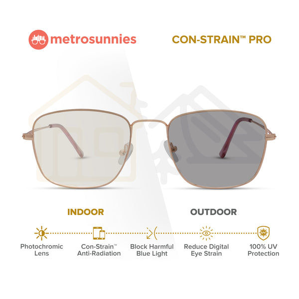 MetroSunnies Connor Specs (Rose Gold) / Replaceable Lens / Eyeglasses for Men and Women