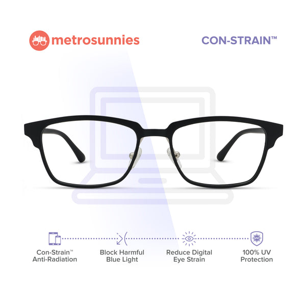 MetroSunnies Drew Specs (Black) / Con-Strain Blue Light / Versairy / Anti-Radiation Eyeglasses