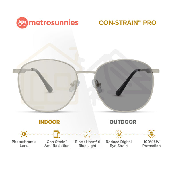 MetroSunnies Ellie Specs (Silver) / Replaceable Lens / Eyeglasses for Men and Women