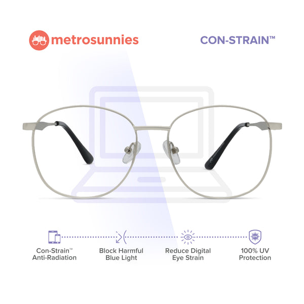 MetroSunnies Ellie Specs (Silver) / Replaceable Lens / Eyeglasses for Men and Women