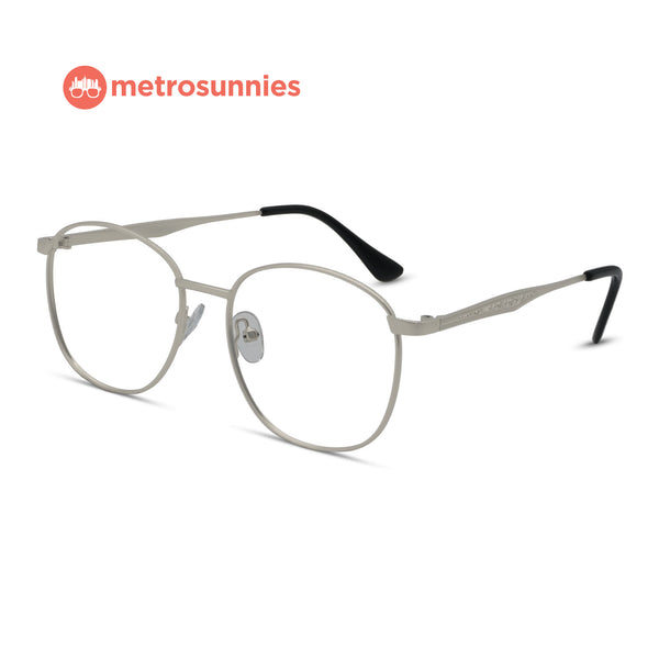 MetroSunnies Ellie Specs (Silver) / Replaceable Lens / Eyeglasses for Men and Women