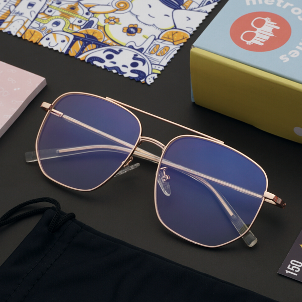 MetroSunnies Felix Specs (Rose Gold) / Con-Strain Blue Light / Anti-Radiation Computer Eyeglasses