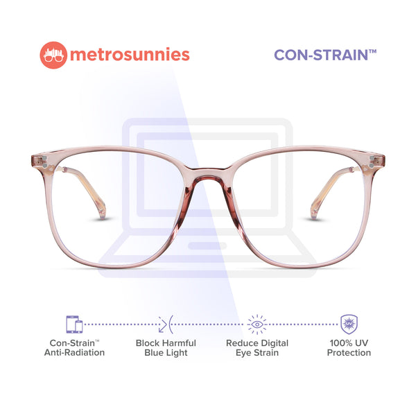 MetroSunnies Fox Specs (Champagne) / Con-Strain Blue Light / Versairy / Anti-Radiation Eyeglasses