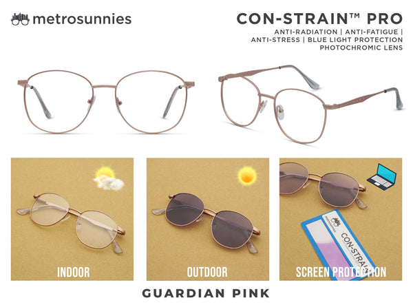 MetroSunnies Guardian (Pink) / Con-Strain PRO Photochromic Blue Light / UV400 / Anti-Radiation
