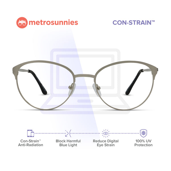 MetroSunnies Harlan Specs (Silver) / Con-Strain Blue Light / Anti-Radiation Computer Eyeglasses