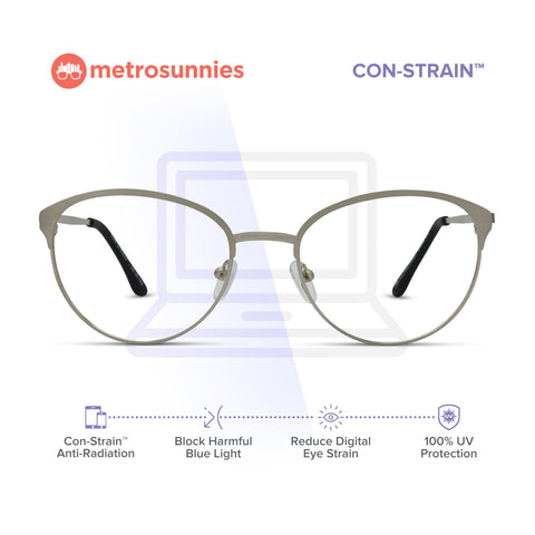 MetroSunnies Harlan Specs (Silver) / Con-Strain Blue Light / Anti-Radiation Computer Eyeglasses
