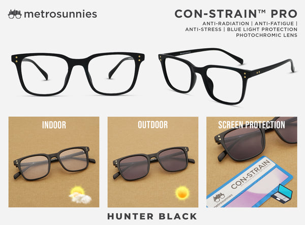MetroSunnies Hunter (Black) / Con-Strain PRO Photochromic Blue Light / UV400 / Anti-Radiation