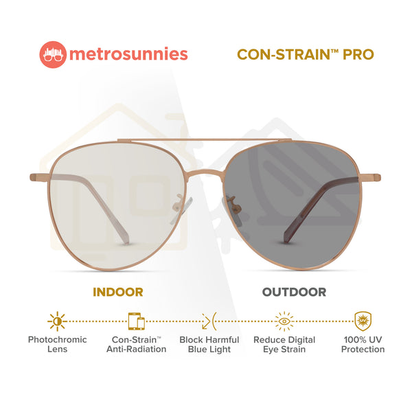 MetroSunnies Hyde Specs (Rose Gold) / Con-Strain Blue Light / Anti-Radiation Computer Eyeglasses