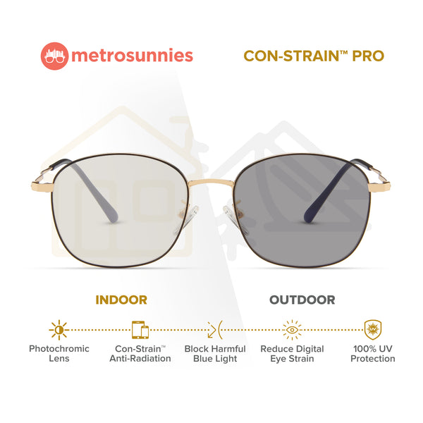 MetroSunnies Iggy Specs (Black Gold) / Con-Strain Blue Light / Anti-Radiation Computer Eyeglasses