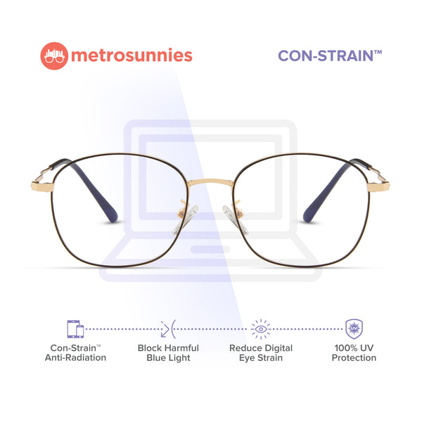 MetroSunnies Iggy Specs (Black Gold) / Con-Strain Blue Light / Anti-Radiation Computer Eyeglasses