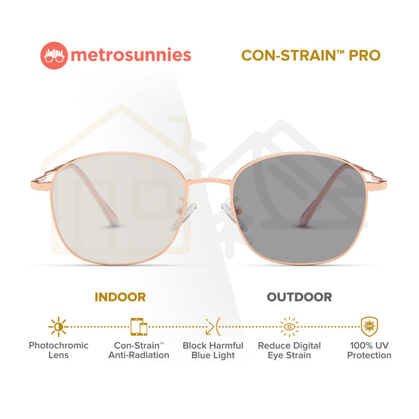 MetroSunnies Iggy Specs (Rose Gold) / Con-Strain Blue Light / Anti-Radiation Computer Eyeglasses