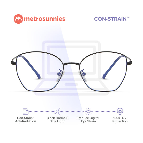 MetroSunnies Ivy Specs (Black) / Con-Strain Blue Light / Anti-Radiation Computer Eyeglasses