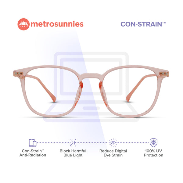 MetroSunnies Jane Specs (Pink) / Replaceable Lens / Versairy Ultralight Weight / Eyeglasses