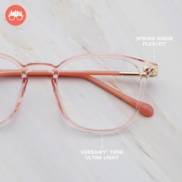 MetroSunnies Jane Specs (Pink) / Replaceable Lens / Versairy Ultralight Weight / Eyeglasses