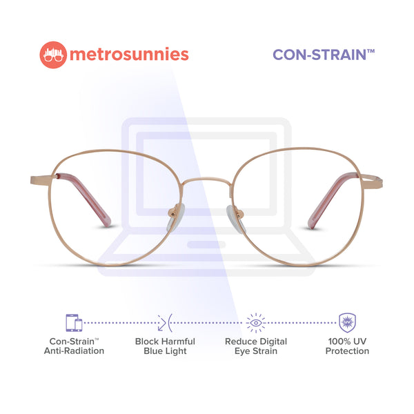 MetroSunnies Jasper Specs (Rose Gold) / Replaceable Lens / Eyeglasses for Men and Women
