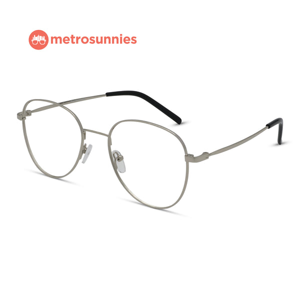 MetroSunnies Jasper Specs (Silver) / Replaceable Lens / Eyeglasses for Men and Women