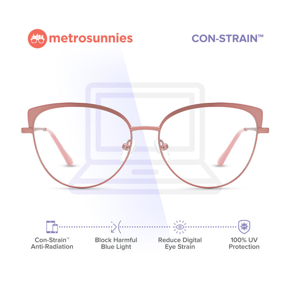 MetroSunnies Jennie Specs (Pink) / Con-Strain Blue Light / Anti-Radiation Computer Eyeglasses