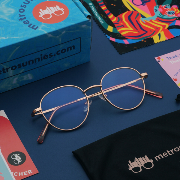 MetroSunnies Jensen Specs (Rose Gold) / Replaceable Lens / Eyeglasses for Men and Women