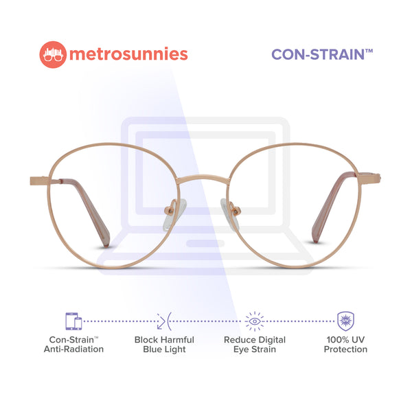MetroSunnies Jensen Specs (Rose Gold) / Replaceable Lens / Eyeglasses for Men and Women