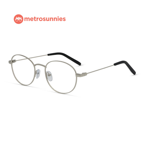 MetroSunnies Jet Specs (Silver) / Replaceable Lens / Eyeglasses for Men and Women