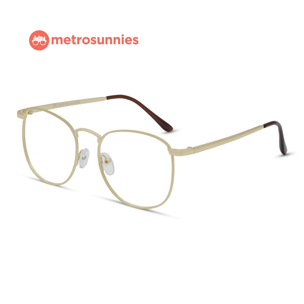 MetroSunnies Jonah Specs (Gold) / Replaceable Lens / Eyeglasses for Men and Women