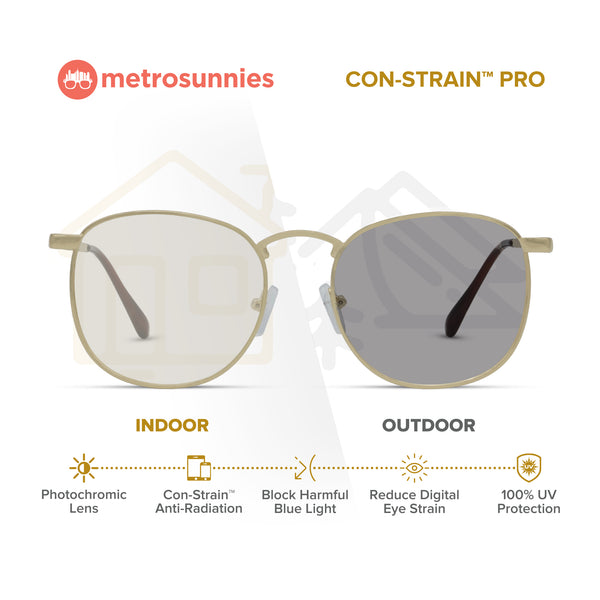 MetroSunnies Jonah Specs (Gold) / Replaceable Lens / Eyeglasses for Men and Women