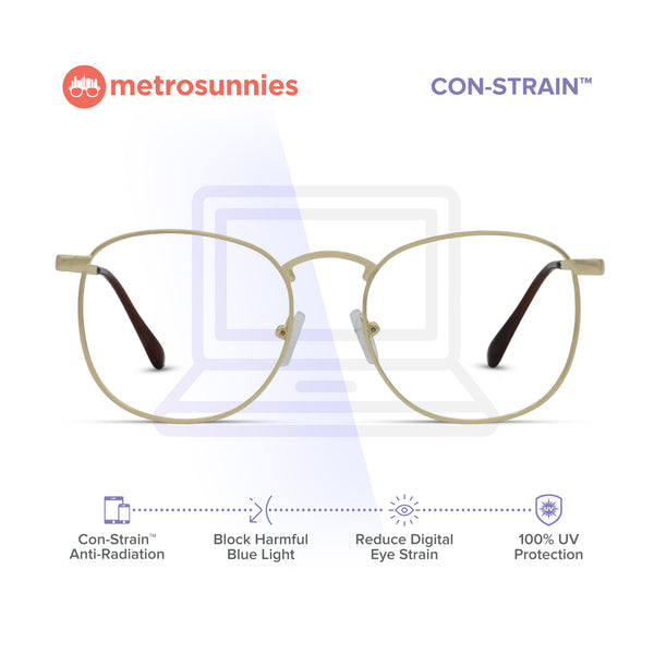 MetroSunnies Jonah Specs (Gold) / Replaceable Lens / Eyeglasses for Men and Women