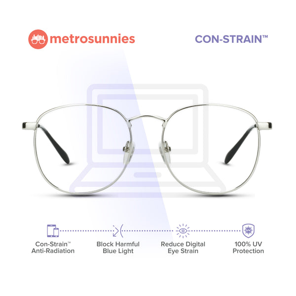 MetroSunnies Jonah Specs (Silver) / Replaceable Lens / Eyeglasses for Men and Women