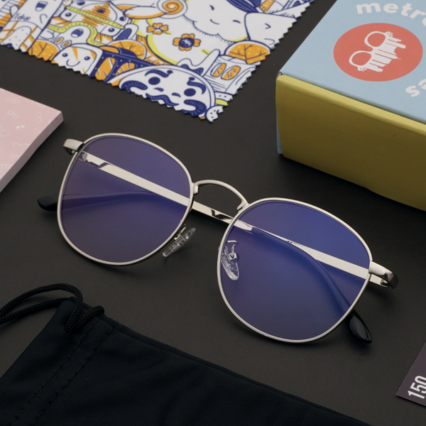 MetroSunnies Judge Specs (Silver) / Con-Strain Blue Light / Anti-Radiation Computer Eyeglasses