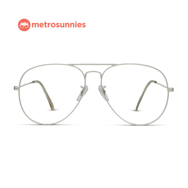 MetroSunnies Kennedy Specs (Silver) / Replaceable Lens / Eyeglasses for Men and Women