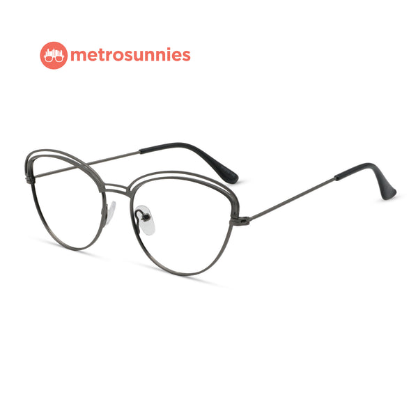 MetroSunnies Kitty Specs (Gun) / Replaceable Lens / Eyeglasses for Men and Women