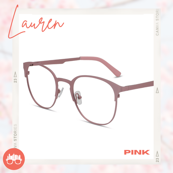 MetroSunnies Lauren Specs (Pink) / Replaceable Lens / Eyeglasses for Men and Women