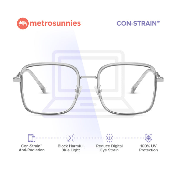 MetroSunnies Lee Specs (Gray) / Replaceable Lens / Eyeglasses for Men and Women