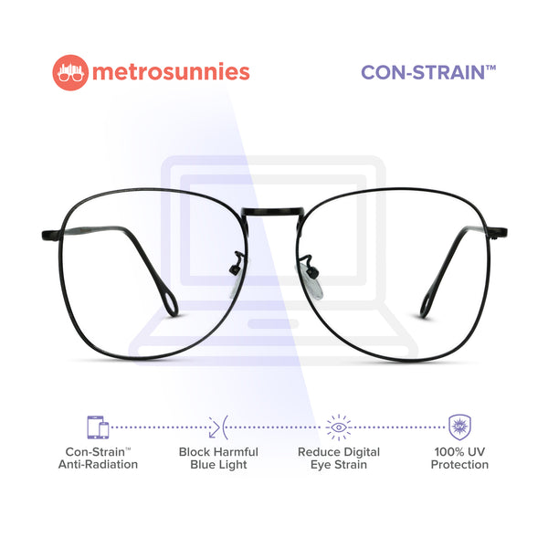MetroSunnies Liege Specs (Black) / Con-Strain Blue Light / Anti-Radiation Computer Eyeglasses